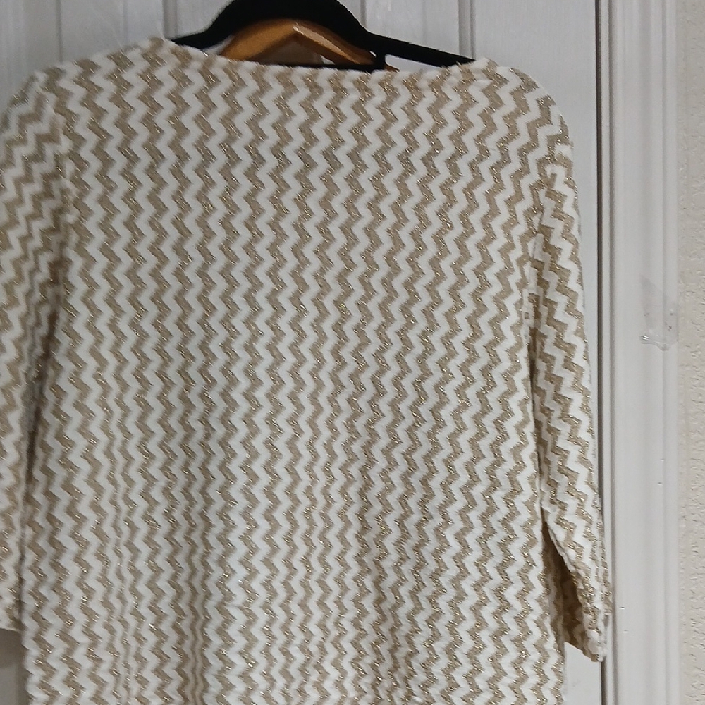 Chico's Elegant Gold and White Knit Top - Picture 5 of 6